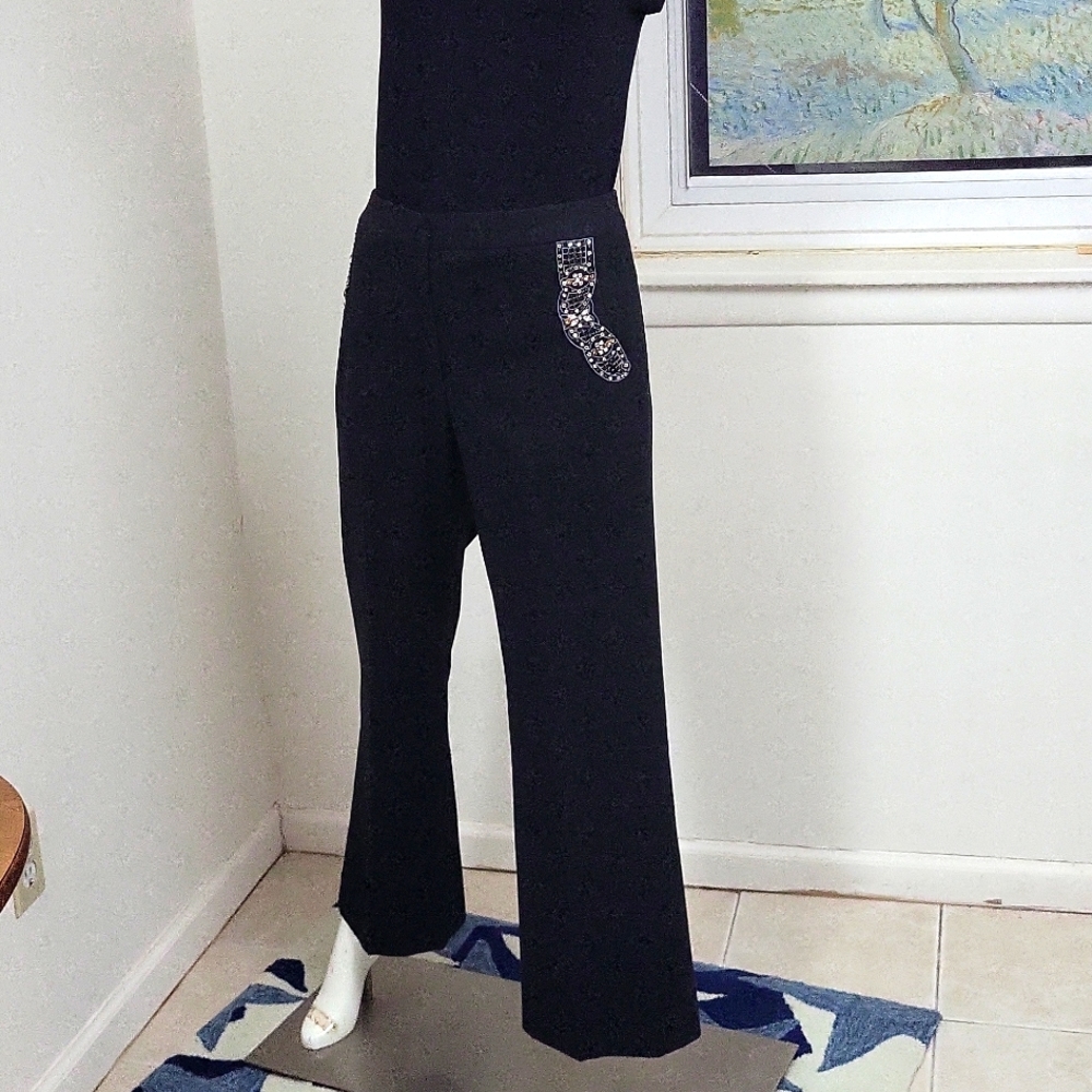ETCETERA GRAY GLITTER WIDE LEG PANTS